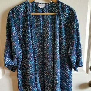 Lularoe Blue multicolor Print open tunic Size S